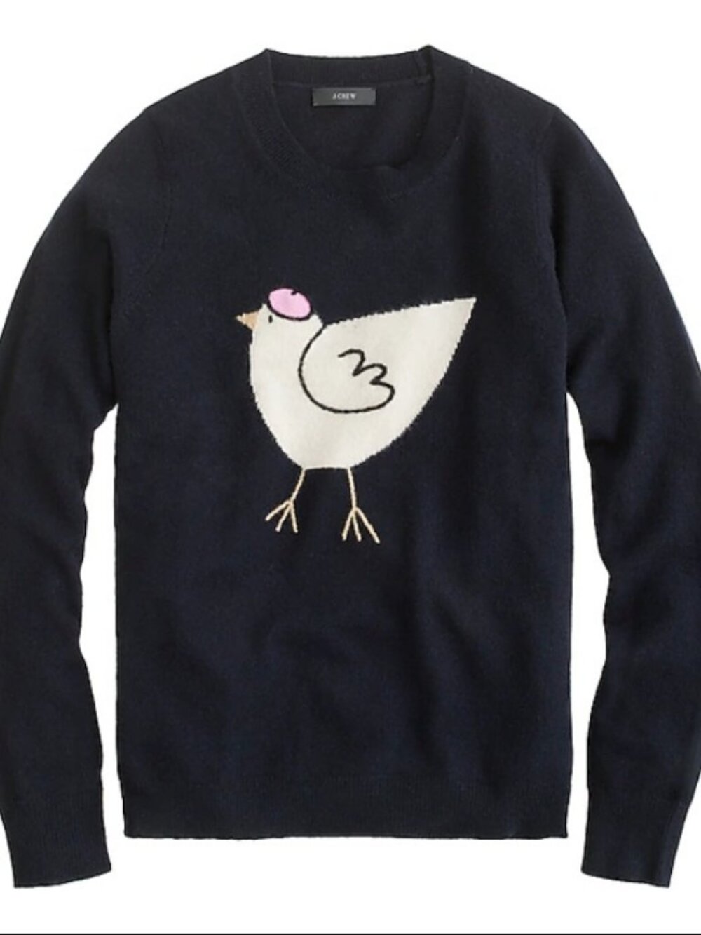 J.Crew French Hen Sweater Navy Cream Chicken Beret 14492